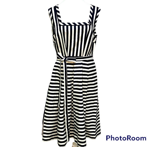 Anne Klein Striped Fit & Flare Dress - Picture 2 of 13